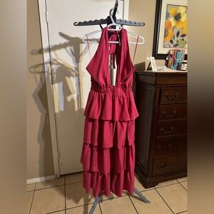 Elegant Halter Neck Tiered Dress